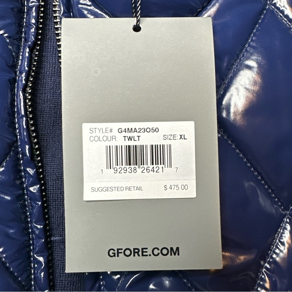 NWT G/FORE Golf Men’s Quilted Polished Nylon Wool Lined Puffer Vest Navy XL - Picture 12 of 13